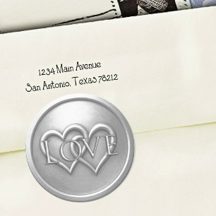 Zilver Twee Verstrengelde Harten Trouwring Ronde Sticker
