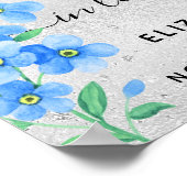 Zilver vergeet-mij-niet bloemige foto-herdenking r poster (Hoek)