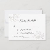 Zilver verlaat Formele Elegant Stylish Wedding RSVP Kaartje (Voorkant)