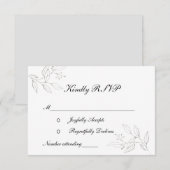Zilver verlaat Formele Elegant Stylish Wedding RSVP Kaartje (Voorkant / Achterkant)