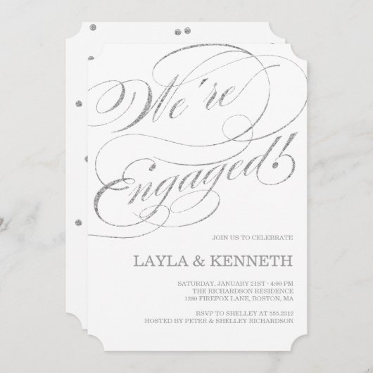 Zilver Verloving | Uitnodiging van de indienende p (Voorkant / Achterkant)