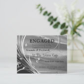 Zilver Verloving voor verzadiging en mousserend Uitnodiging Briefkaart (Staand voorkant)