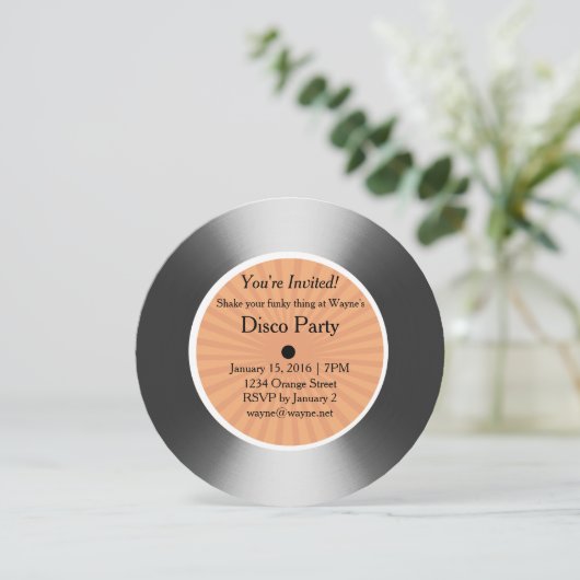 Zilver vinylschijf kaart (Staand voorkant)