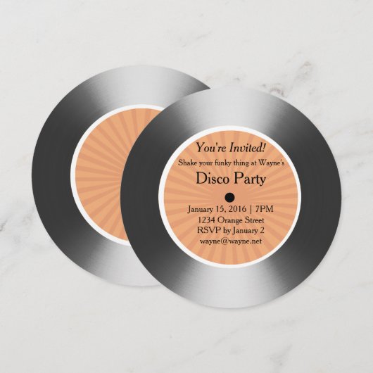 Zilver vinylschijf kaart (Voorkant / Achterkant)