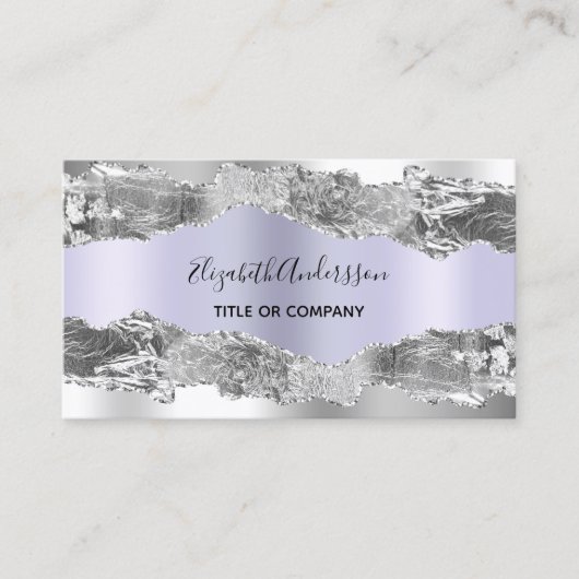 Zilver violet agaat marmer QR-code Visitekaartje (Voorkant)