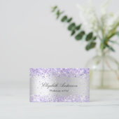 Zilver violet glitter QR code schoonheidssalon Visitekaartje (Staand voorkant)
