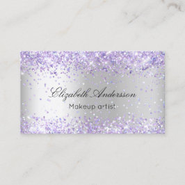 Zilver violet glitter QR code schoonheidssalon Visitekaartje