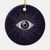 Zilver & Violet Mystic Evil Eye Nazar Mati Keramisch Ornament (Voorkant)