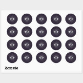 Zilver & Violet Mystic Evil Eye Nazar Mati Ronde Sticker (Vel)