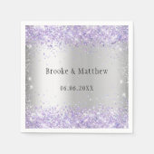 Zilver violet paars glitter elegant bruiloft servet (Voorkant)