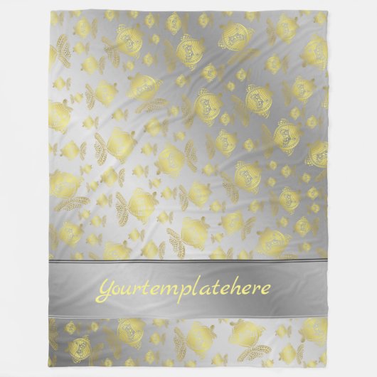 zilver, vis, metaal, abstract, kunst, visserij, st fleece deken (Voorkant)