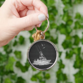 Zilver Vist Boat op koolstofvezel Sleutelhanger (Hand)