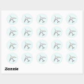 Zilver vliegtuig met Heart Romantic Travel Theme Ronde Sticker (Vel)