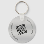 Zilver | Voeg uw aangepaste zakelijke QR-code scan Sleutelhanger (Voorkant)