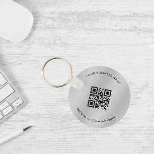 Zilver   Voeg uw aangepaste zakelijke QR-code scan Sleutelhanger