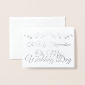 Zilver voor mijn stiefmoeder op mijn trouwdag folie kaarten (Voorkant met envelop)