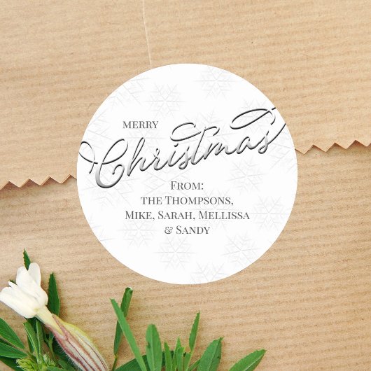 Zilver Vrolijk Kerstfeest Gepersonaliseerd Ronde Sticker