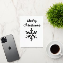 Zilver Vrolijk Kerstfeest met Sneeuwvlok Folie Feestdagenkaart