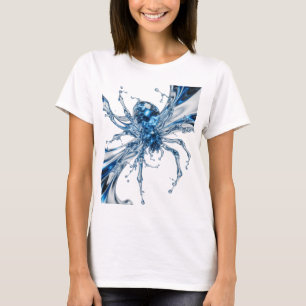 Zilver WATER SPIDER opvallende aangepaste ontwerp T-shirt