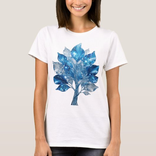 Zilver WATER TREE Tekst Design Schoon T-shirt (Voorkant)