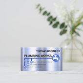 Zilver-waterleiding Lijn Plumber Visitekaartje (Staand voorkant)