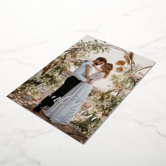 Zilver Weddenschap Fotoflat Hartelijk dank Folie Uitnodiging (Gedraaid)