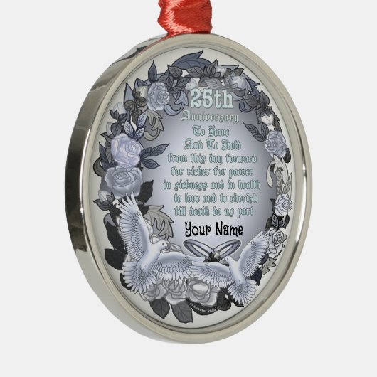 Zilver Wedding Jubileum Ornament (Rechts)