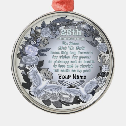 Zilver Wedding Jubileum Ornament (Voorkant)