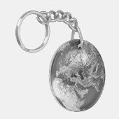 Zilver Wereldbol - Europa, 3d Render Sleutelhanger (Voorkant Links)