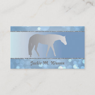 Zilver Western Pleasure Horse op Blue Brokeh Visitekaartje