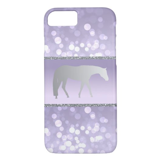Zilver Western Pleasure Horse op Paarse Brokeh Case-Mate iPhone Case (Achterkant)