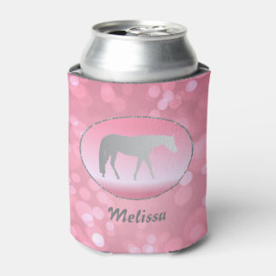 Zilver Western Pleasure Horse op Roze Brokeh Blikjeskoeler