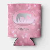 Zilver Western Pleasure Horse op Roze Brokeh Blikjeskoeler (Voorkant)