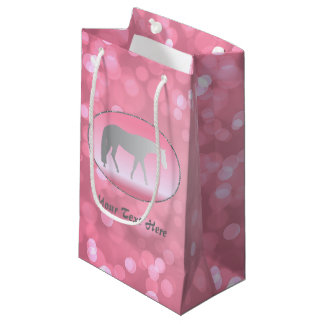 Zilver Western Pleasure Horse op Roze Brokeh Klein Cadeauzakje