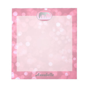 Zilver Western Pleasure Horse op Roze Brokeh Notitieblok