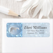 Zilver Western Plezierpaard op Blue Brokeh Etiket (Insitu)