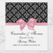  Zilver Whisasje Damask Roze Bow DIY BG Wijn Etiket (Enkel label)