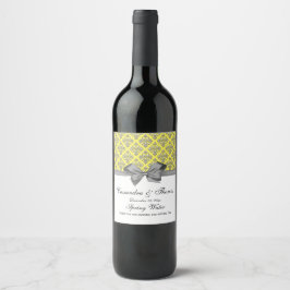  Zilver Whisky Damask Grey Bow DIY BG Wijn Etiket