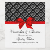  Zilver Whisky Damask Red Bow DIY BG Wijn Etiket (Enkel label)