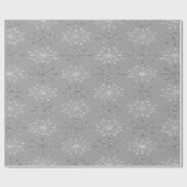 Zilver White Glitter Snowflakes Grey Cadeaupapier (Vlak)