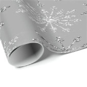 Zilver White Glitter Snowflakes Grey Cadeaupapier (Rol Hoek)