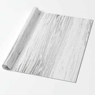 Zilver White Grey Wood Minimale Glam Cadeaupapier