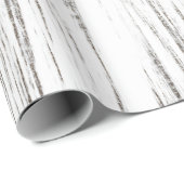 Zilver White Grey Wood Minimale Glam Cadeaupapier (Rol Hoek)