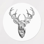 Zilver Whitetail Herten 1n Stijl Print Labels (Design 1)
