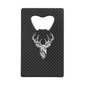 Zilver Wild Deer op Carbon Fiber Style Print Creditkaart Flessenopener (Voorkant)