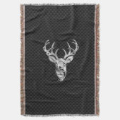 Zilver Wild Deer op Carbon Fiber Style Print Deken (Voorkant Verticaal)
