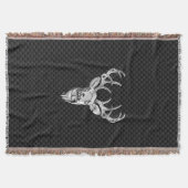 Zilver Wild Deer op Carbon Fiber Style Print Deken (Voorkant)