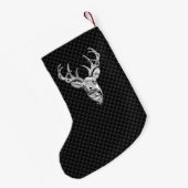 Zilver Wild Deer op Carbon Fiber Style Print Kleine Kerstsok (Achterkant (Hangend))