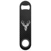 Zilver Wild Deer op Carbon Fibre Style Print Speed Flessenopener (Voorkant)