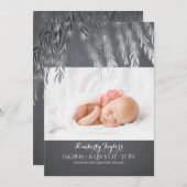 Zilver Willow Tree Newborn Baby Foto geboorte Aankondiging (Voorkant / Achterkant)